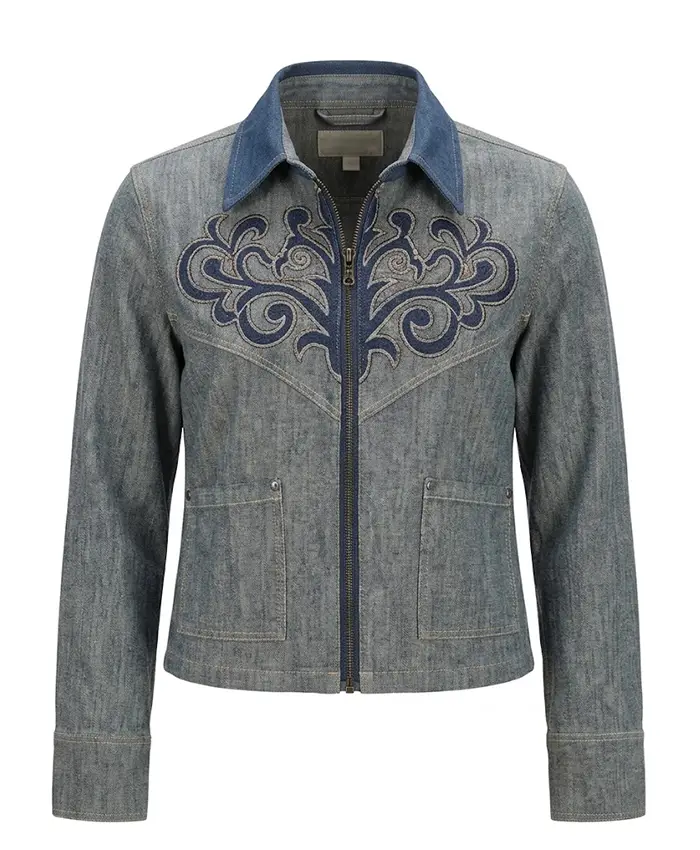 Brynn Godenir TV Series Heartland S20 Winn Becker Embroidered Western Denim Jacket