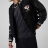 Buy GUESS Jeans X 45th Anniversary Black Bomber Jacket at Discounted Price Front View