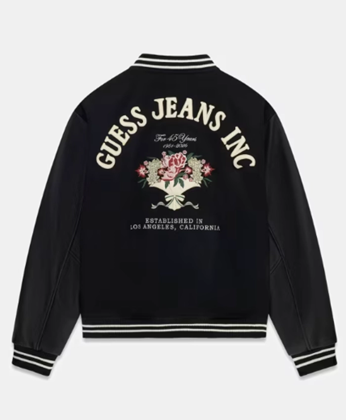 Buy GUESS Jeans X 45th Anniversary Black Bomber Jacket at Discounted Price
