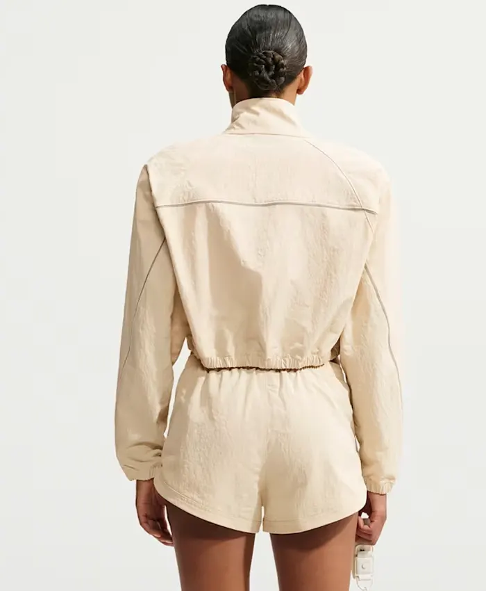 Buy Now Women's Nike x SKIMS Crunchy Nylon Cropped Full Zip Up Jacket Cream Back