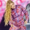 Buy Shakira La Mujeres Ya No Lloran World Tour Pink Floral Print Jacket Front