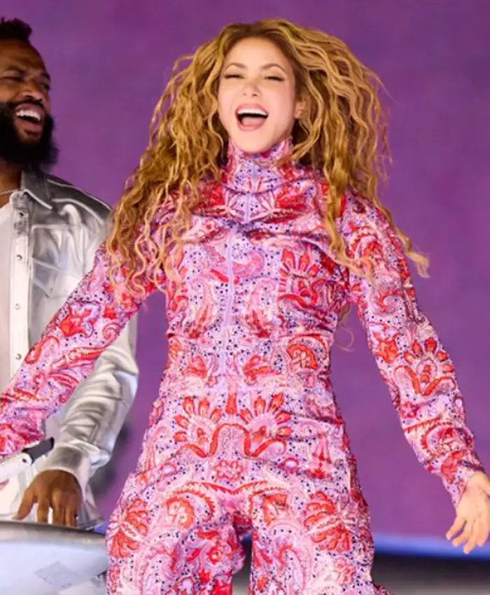 Buy Shakira La Mujeres Ya No Lloran World Tour Pink Floral Print Jacket
