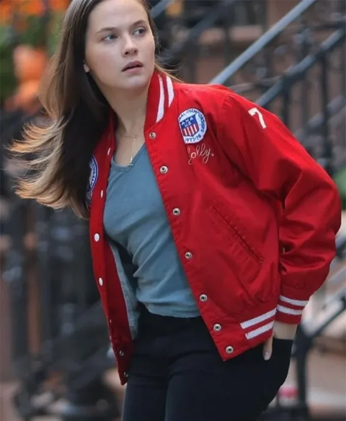 Cailee Spaeny Movie Deep Cuts 2026 Red Satin Bomber Jacket