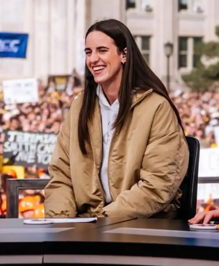 Caitlin Clark ESPN's College GameDay Basketball Beige Cotton Jacket