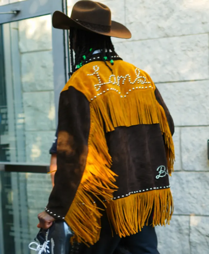 CeeDee Lamb Bode Studded Appalachian Brown Suede Fringed Jacket