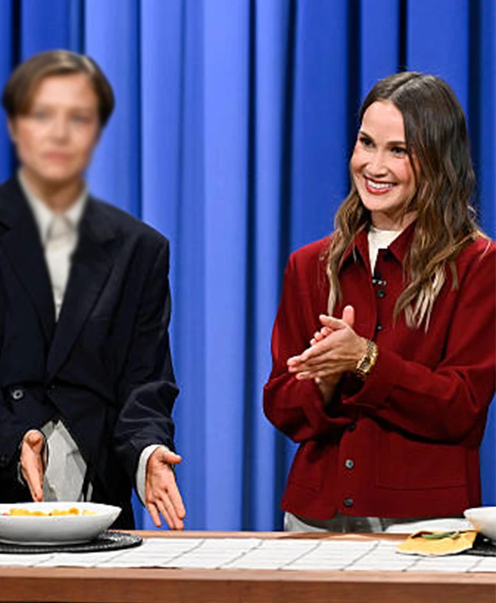Chef Meredith Hayden The Tonight Show Starring Jimmy Fallon 2026 Maroon Jacket Front View