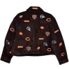 Chicago Bears Patches Logos Brown Corduroy Jacket