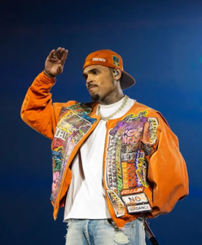 Chris Brown 35th Night R&B Tour Orange Graphic Jacket