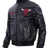 Close-up-of-Mens-Pro-NBA-Chicago-Bulls-Premium-Heavy-Black-Bomber-Leather-Jacket