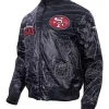 Close-up-of-Mens-Pro-NFL-San-Francisco-49ers-Premium-Heavy-Bomber-Black-Leather-Jacket