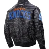 Close-up-of-NBA-New-York-Knicks-Mens-Pro-Premium-Heavy-Black-Leather-Bomber-Jacket