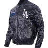 Close-view-of-Mens-Pro-MLB-Los-Angeles-Dodgers-Premium-Heavy-Black-Bomber-Jacket