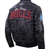 Close-view-of-NBA-Chicago-Bulls-Mens-Pro-Premium-Heavy-Black-Leather-Bomber-Jacket