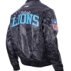 Close-view-of-NFL-Detroit-Lions-Mens-Pro-Premium-Heavy-Black-Leather-Bomber-Jacket