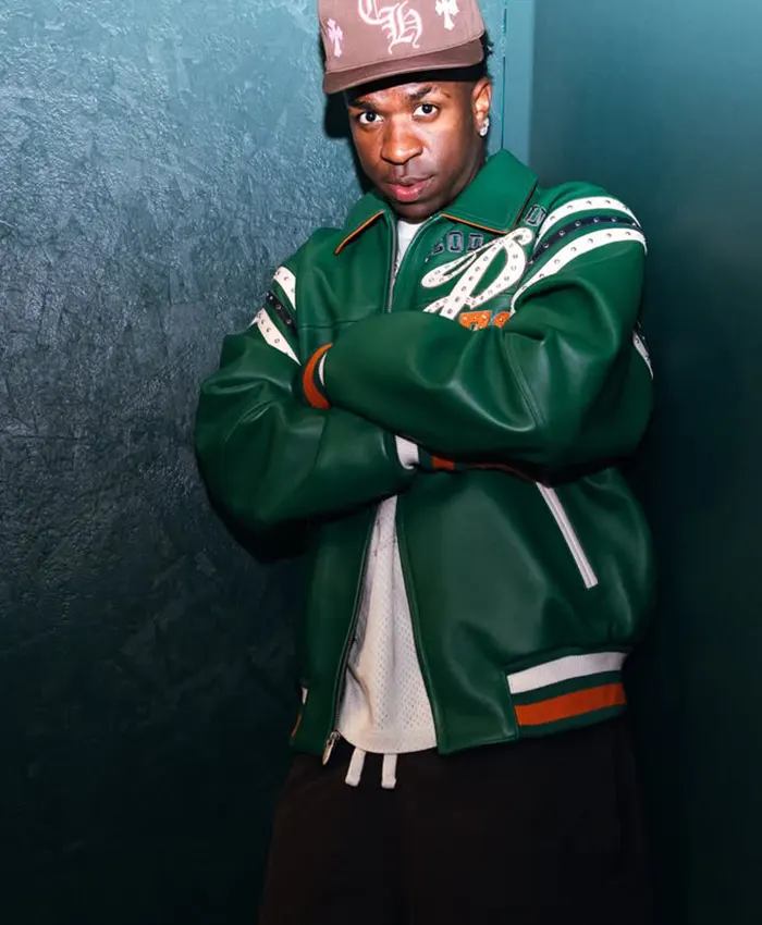 Close-view-of-Pelle-Pelle-Soda-Club-78-Vinicius-Junior-Green-Leather-Bomber-Jacket-Sale
