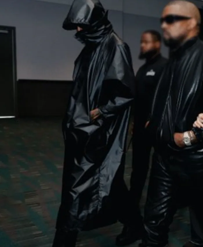 ComplexCon 2026 Playboi Carti Black Leather Hooded Raincoat Side