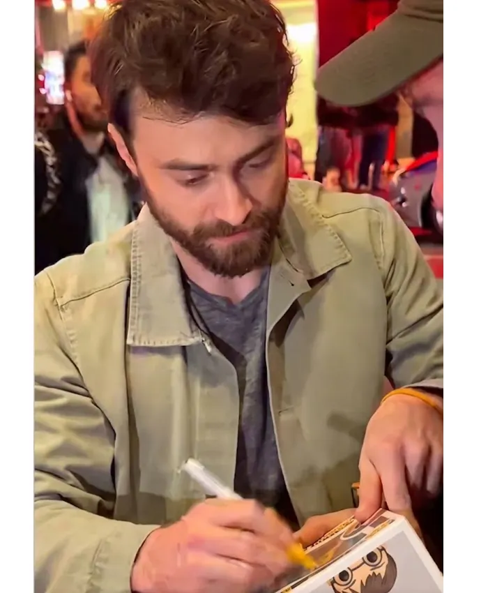 Daniel Radcliffe Interacting with Fans New York City 2026 Green Cotton Jacket