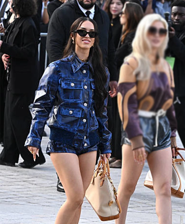 Daniela Avanzini Paris Fashion Week 2026 Blue Leather Jacket Shop now