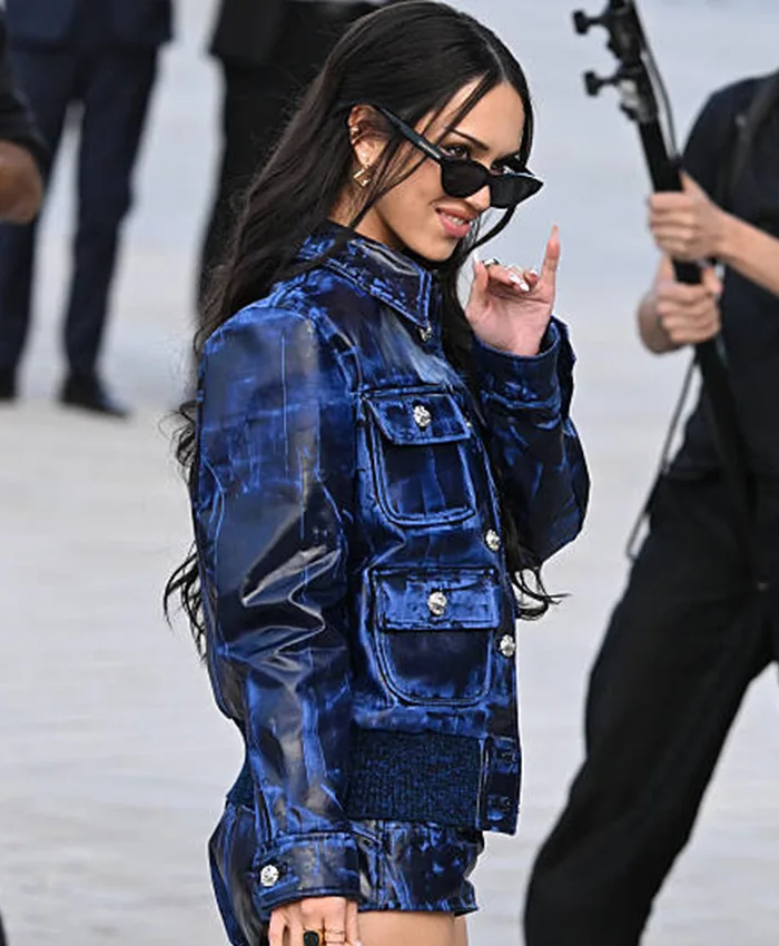 Daniela Avanzini Paris Fashion Week 2026 Blue Leather Jacket