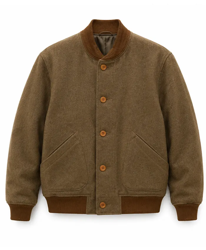 Declan O’Hara TV Series Rivals 2026 Aidan Turner Brown Wool Bomber Jacket