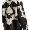 Delilah TV Series The Equalizer S05 Laya DeLeon Hayes Black and White Leather Studded Jacket Back