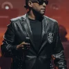 Don Omar The Last King World Tour Miami 2026 Black Crocodile Pattern Leather Coat
