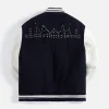 Don Toliver Wales Bonner Ascend Blue and White Varsity Jacket On Sale Back View