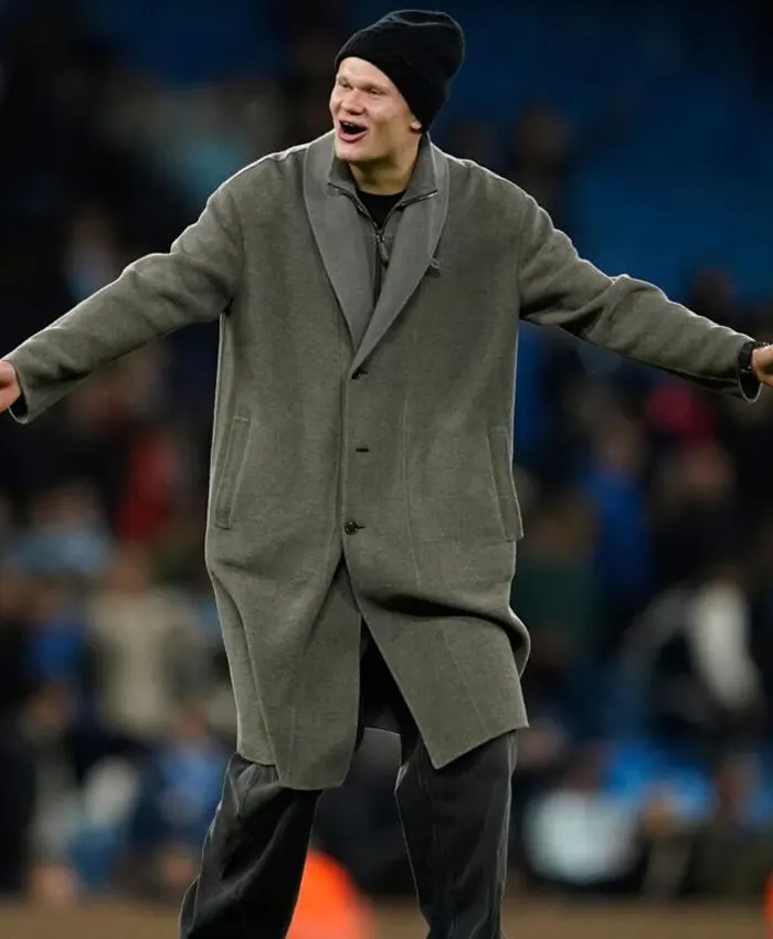 Erling Haaland Etihad Stadium Grey Trench Overcoat