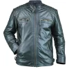 Ethan Distressed Waxed Green Leather Cafe Racer Jacket Buy now
