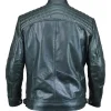Ethan Distressed Waxed Green Leather Cafe Racer Jacket On Sale Back