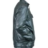 Ethan Distressed Waxed Green Leather Cafe Racer Jacket On Sale Side View