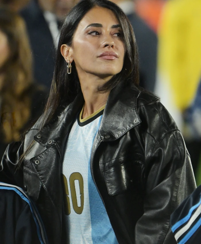 Farewell Match X Antonela Roccuzzo Leather Biker Jacket