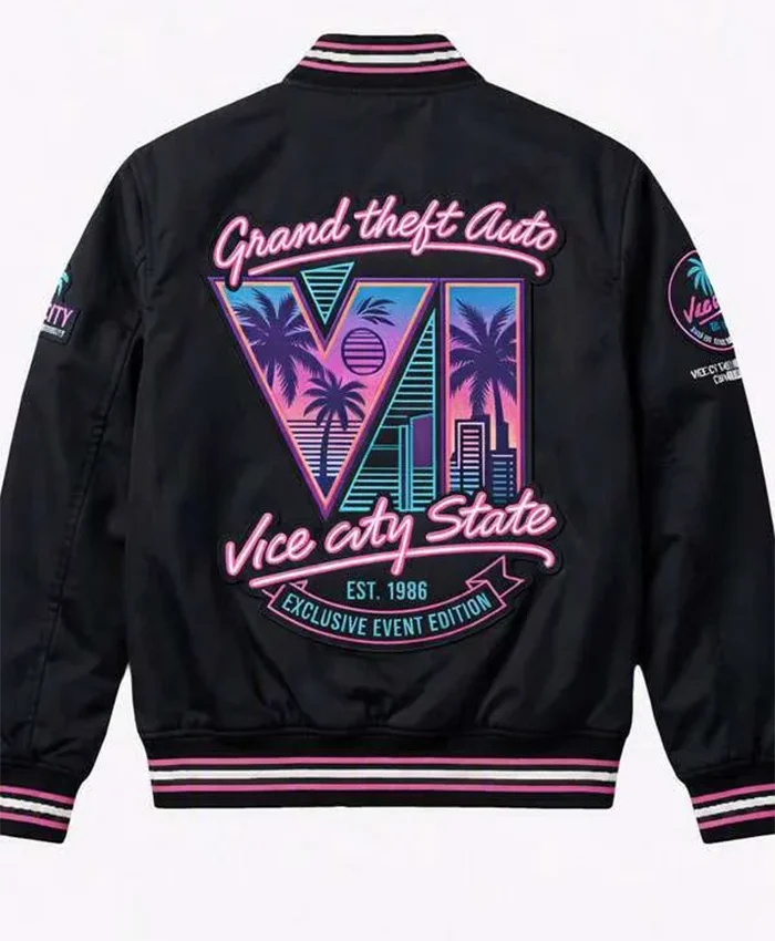 GTA VI Vice City State Black Bomber Jacket