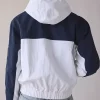 GUESS JEANS Colorblock White and Navy Hooded Windbreaker Jacket