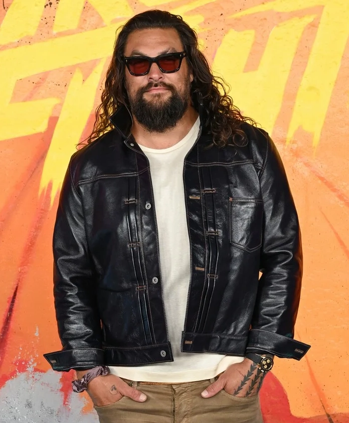 Get Now Street Fighter London Photocall 2026 Jason Momoa Black Leather Jacket