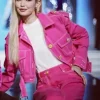 Gigi Hadid Next In Fashion Season 2 Belted Waist Pink Cropped Jacket