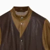 Giorgio Armani x Kith Straps Brown Leather Jacket at Discounted Price Front View