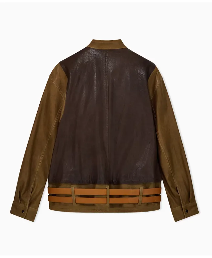Giorgio Armani x Kith Straps Brown Leather Jacket at Discounted Price