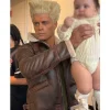 Guile In The Wild Street Fighter Cody Rhodes Brown Leather Shearling Bomber Jacket Front