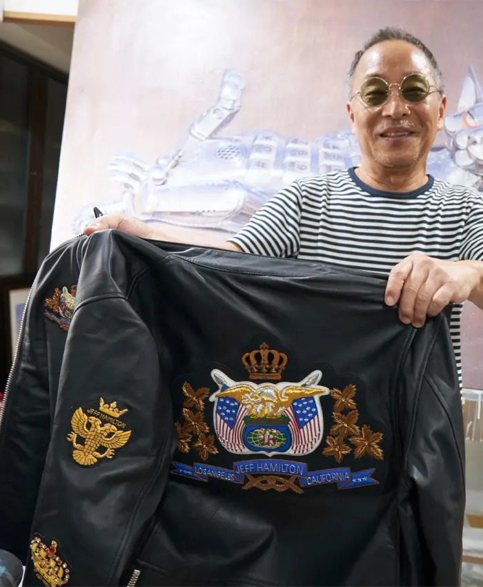 Hajime Sorayama x Jeff Hamilton Black Leather Jacket