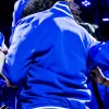 Half Time Show Kara Lawson Royal Blue Fleece Jacket On Sale Back View