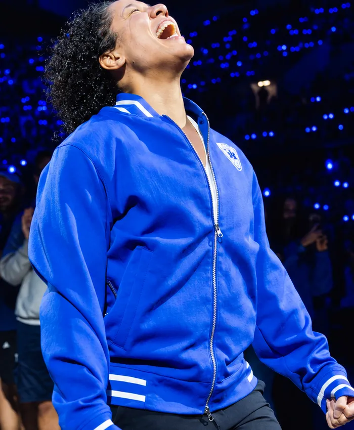 Half Time Show Kara Lawson Royal Blue Fleece Jacket On Sale