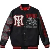 Halloween Couple Scarface Lettering Black Varsity Jacket at Discounted Price