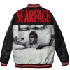 Halloween Couple Scarface Lettering Black Varsity Jacket at Discounted Price Back View