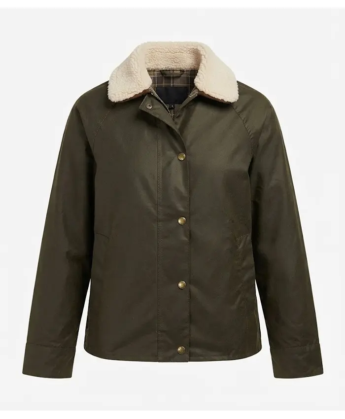 Hana Huggins TV Series Crew Girl 2026 Madison Hayden Green Shearling Collar Jacket