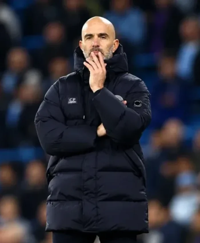 Buy Manchester City Head Enzo Maresca Horizontal Lens Sleeve Detail Black Puffer Coat For Sale