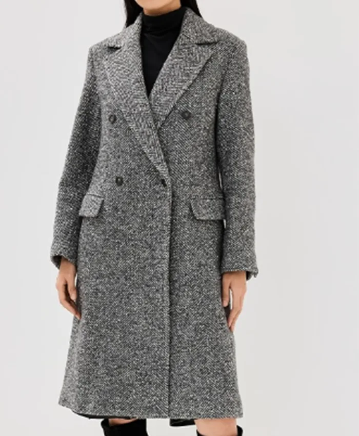 Hope Davis TV Series Line of Fire 2026 Jane Hollingsworth Charcoal Grey Tweed Coat