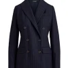Hope Davis TV Series Line of Fire 2026 Jane Hollingsworth Navy Blue Striped Blazer