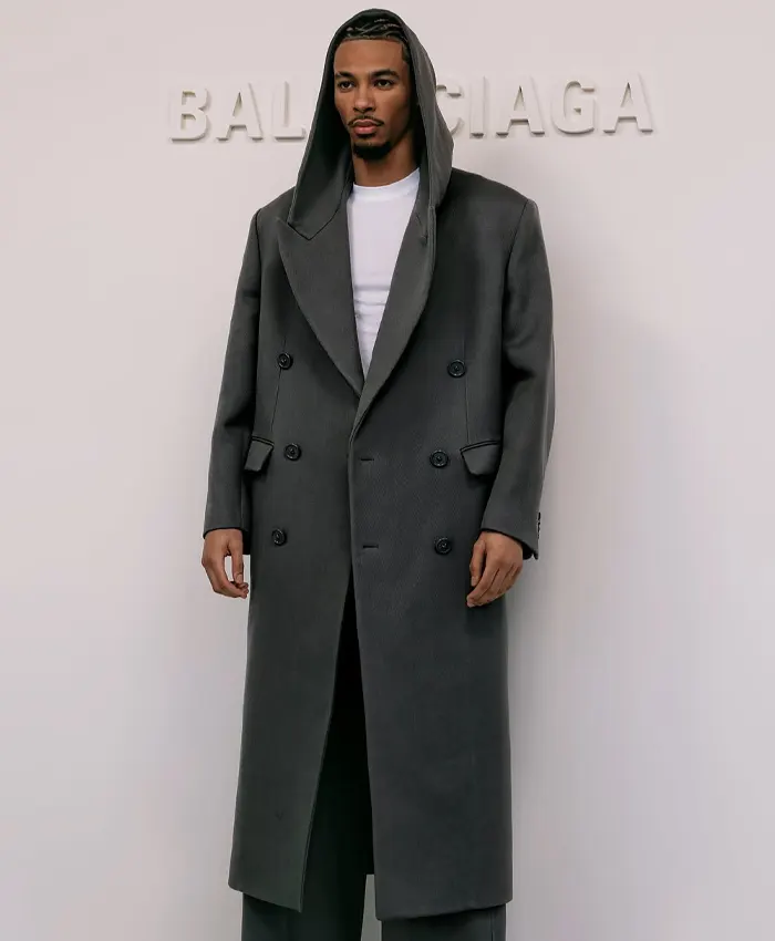 Hugo Ekitike Balenciaga Paris SS27 Show Long Coat