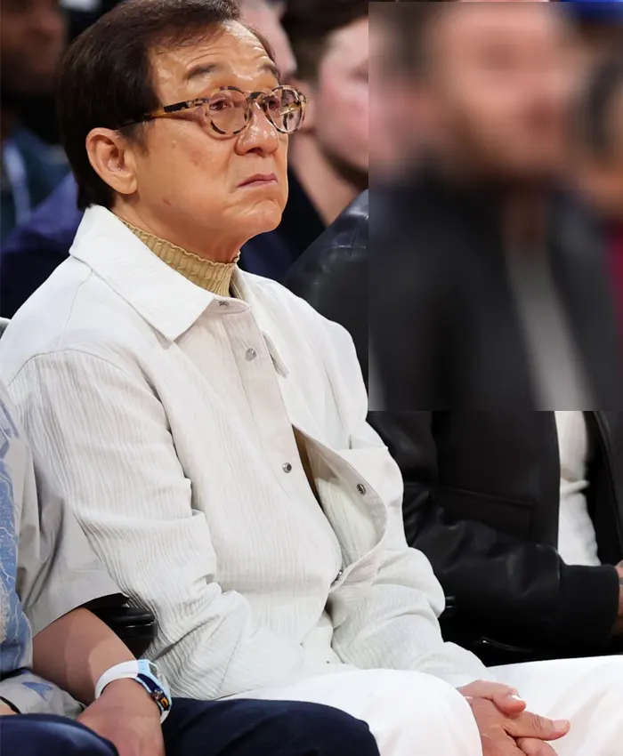 Jackie Chan NBA China games 2026 White Corduroy Jacket